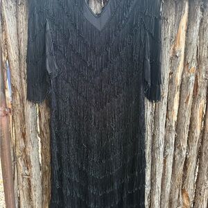 Elegant Black Fringe Dress